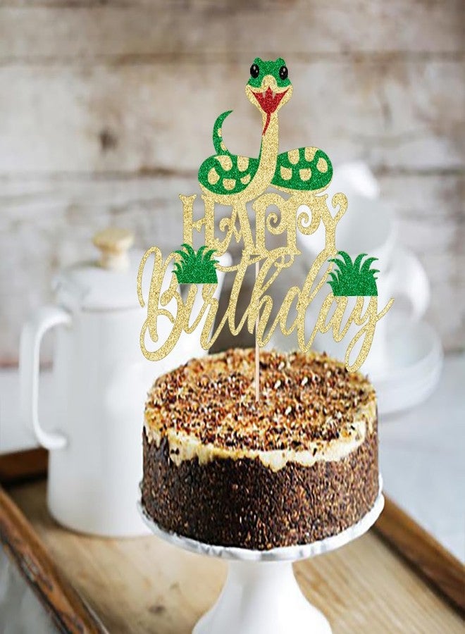Kaoenla Glitter Snake Happy Birthday Cake Topper- snake theme happy birthday cake decoration animal theme birthday supplies decoration、Baby Party 、Boy and Girl Happy Birthday Party supplies decoratio - Image 4